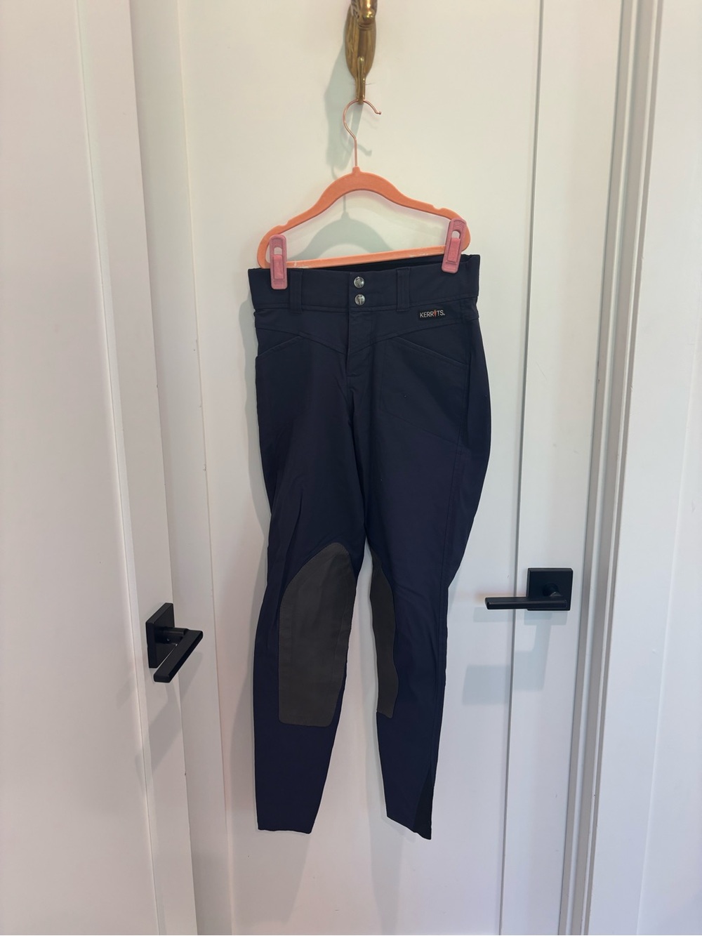 Kerrits Navy Riding Tights with Gray Knee Patches